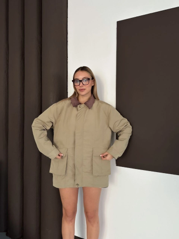 Astarlı Yaka Detaylı Artos Ceket Haki St2651019 Astarlı Yaka Detaylı Artos Ceket Haki St2651019