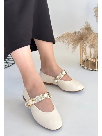 Atnis Bej Cilt Babet Ayakkabı Atnis Bej Cilt Babet Ayakkabı