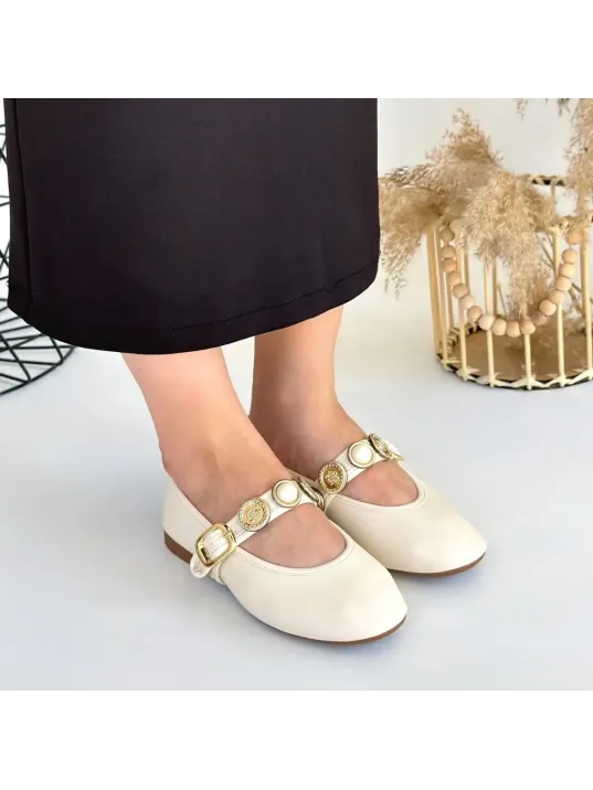 Atnis Bej Cilt Babet Ayakkabı Atnis Bej Cilt Babet Ayakkabı