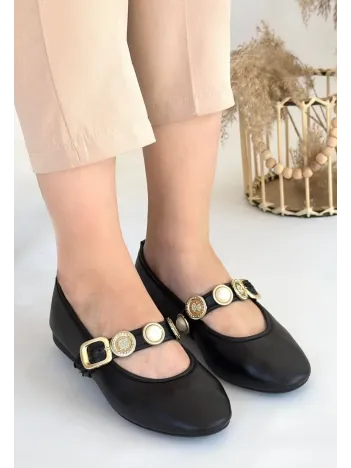 Atnis Siyah Cilt Babet Ayakkabı