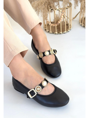 Atnis Siyah Cilt Babet Ayakkabı Atnis Siyah Cilt Babet Ayakkabı