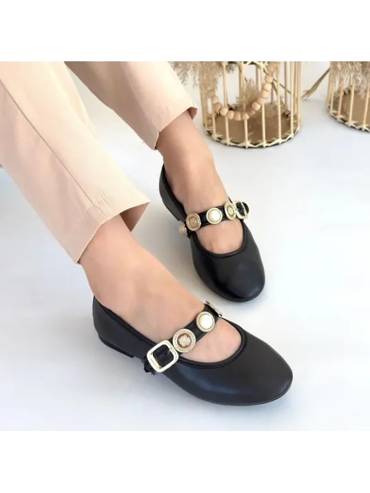 Atnis Siyah Cilt Babet Ayakkabı Atnis Siyah Cilt Babet Ayakkabı