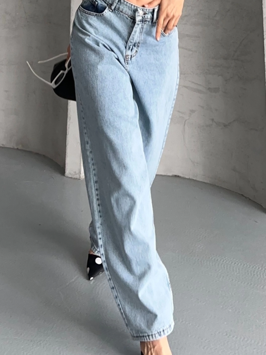 Baggy kar yıkama buz mavi jeans pantolon d2007 Baggy kar yıkama buz mavi jeans pantolon d2007