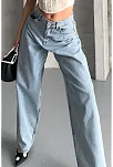 Baggy Kar Yıkama Buz Mavi Jeans Pantolon D2007