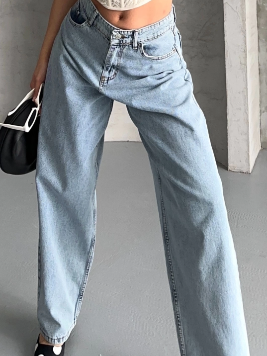 Baggy kar yıkama buz mavi jeans pantolon d2007 Baggy kar yıkama buz mavi jeans pantolon d2007