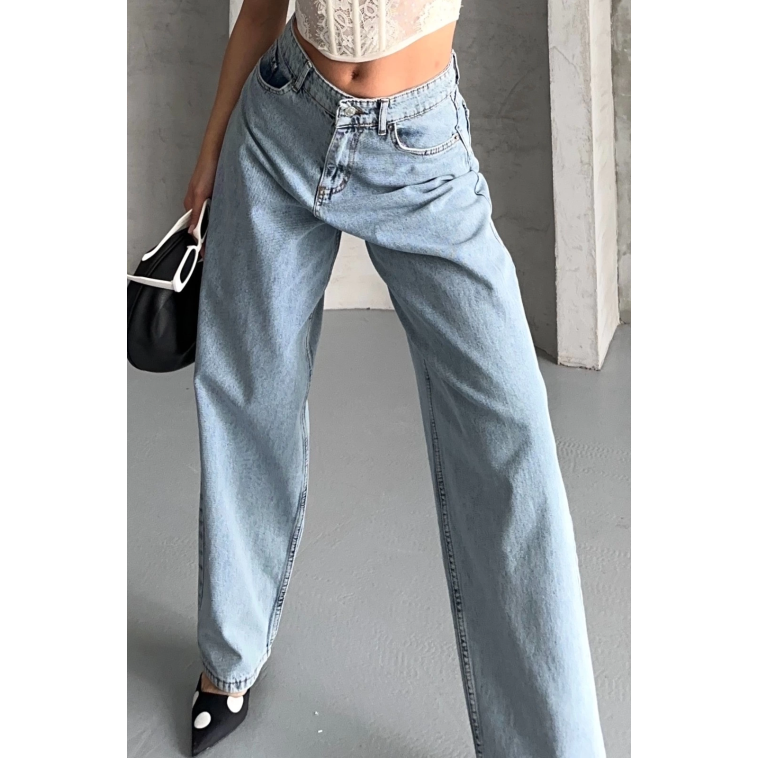Baggy kar yıkama buz mavi jeans pantolon d2007 Baggy kar yıkama buz mavi jeans pantolon d2007