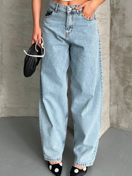 Baggy kar yıkama buz mavi jeans pantolon d2007 Baggy kar yıkama buz mavi jeans pantolon d2007