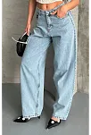 Baggy Kar Yıkama Buz Mavi Jeans Pantolon D2007