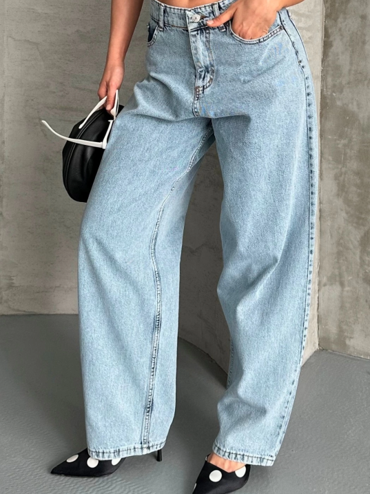 Baggy kar yıkama buz mavi jeans pantolon d2007 Baggy kar yıkama buz mavi jeans pantolon d2007