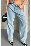 Baggy Kar Yıkama Buz Mavi Jeans Pantolon D2007