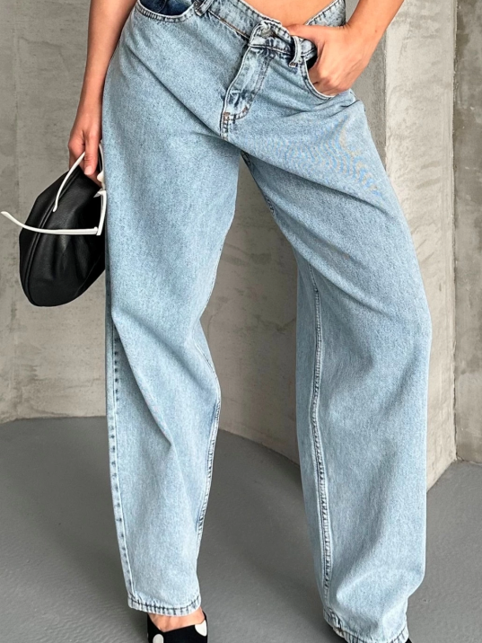 Baggy kar yıkama buz mavi jeans pantolon d2007 Baggy kar yıkama buz mavi jeans pantolon d2007