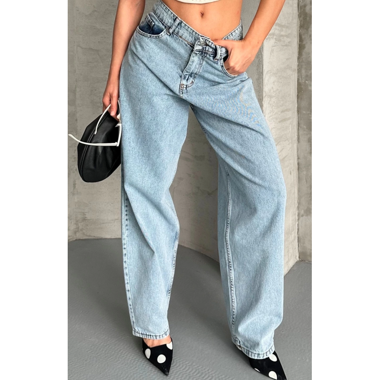 Baggy kar yıkama buz mavi jeans pantolon d2007 Baggy kar yıkama buz mavi jeans pantolon d2007