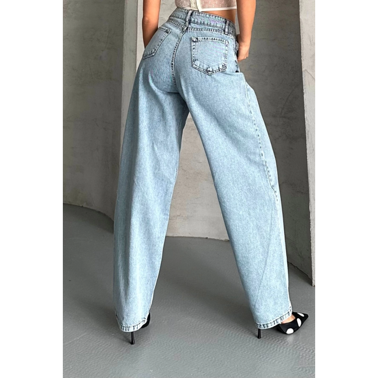 Baggy kar yıkama buz mavi jeans pantolon d2007 Baggy kar yıkama buz mavi jeans pantolon d2007