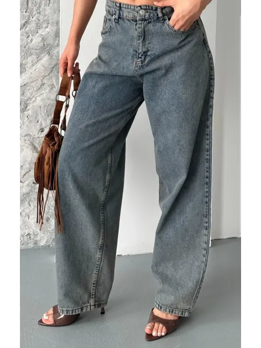Baggy Kar Yıkama Eskitme Kahve Jeans Pantolon D2007 Baggy Kar Yıkama Eskitme Kahve Jeans Pantolon D2007