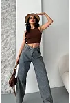Baggy Kar Yıkama Eskitme Kahve Jeans Pantolon