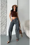 Baggy Kar Yıkama Eskitme Kahve Jeans Pantolon
