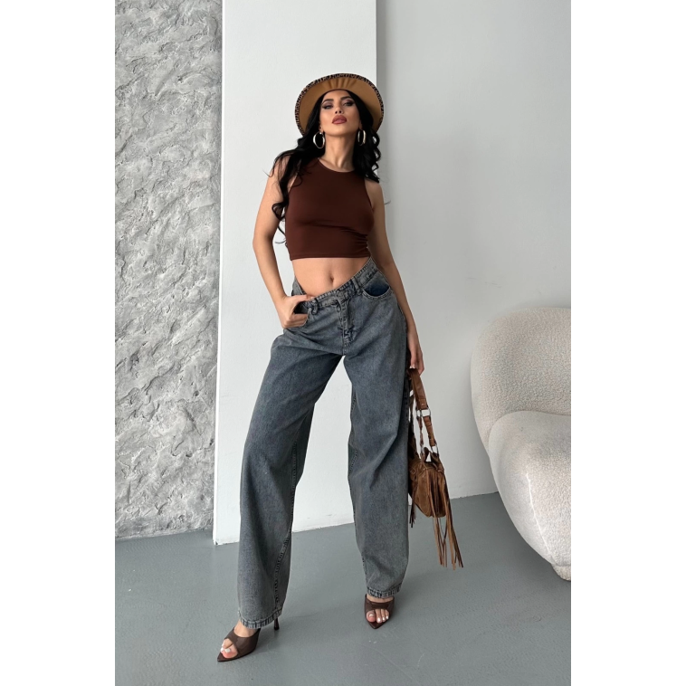 Baggy kar yıkama eskitme kahve jeans pantolon d2007 Baggy kar yıkama eskitme kahve jeans pantolon d2007