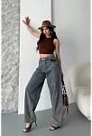 Baggy Kar Yıkama Eskitme Kahve Jeans Pantolon