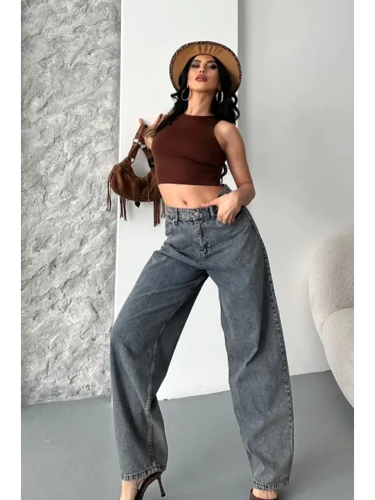 Baggy Kar Yıkama Eskitme Kahve Jeans Pantolon D2007 Baggy Kar Yıkama Eskitme Kahve Jeans Pantolon D2007