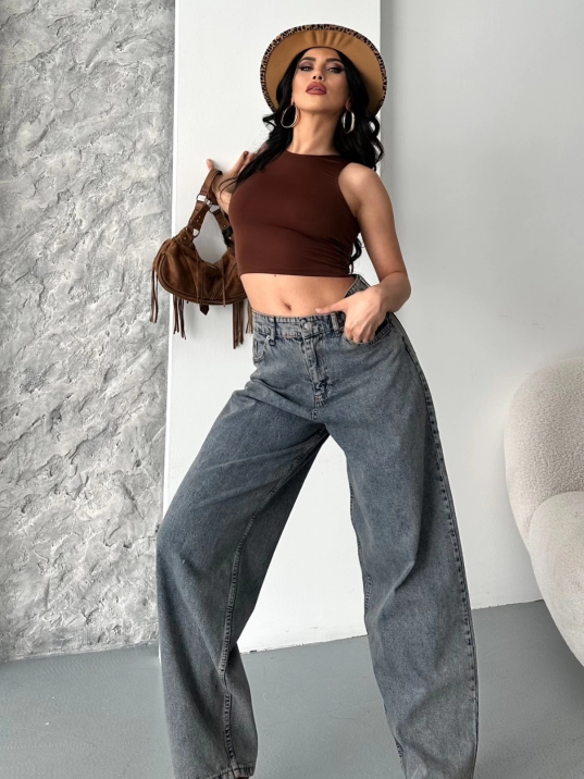 Baggy kar yıkama eskitme kahve jeans pantolon d2007 Baggy kar yıkama eskitme kahve jeans pantolon d2007