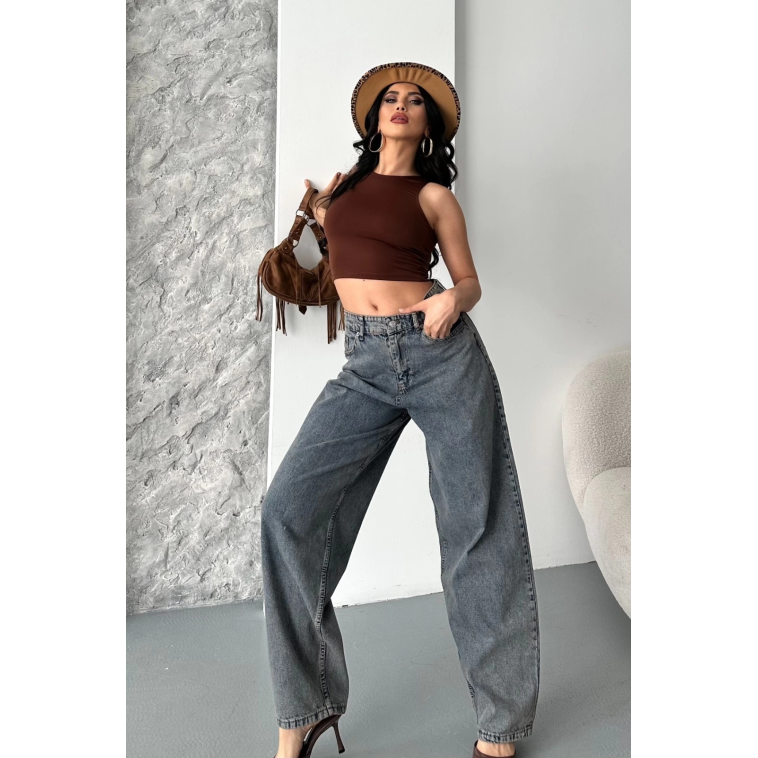 Baggy kar yıkama eskitme kahve jeans pantolon d2007 Baggy kar yıkama eskitme kahve jeans pantolon d2007