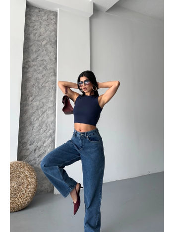 Baggy kar yıkama jeans pantolon koyu mavi d2007 Baggy kar yıkama jeans pantolon koyu mavi d2007