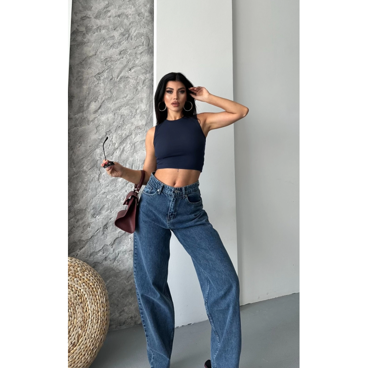 Baggy kar yıkama jeans pantolon koyu mavi d2007 Baggy kar yıkama jeans pantolon koyu mavi d2007