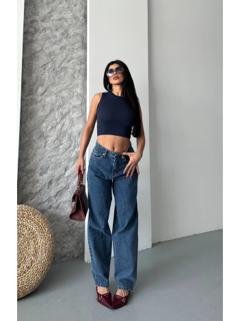 Baggy kar yıkama jeans pantolon koyu mavi d2007 Baggy kar yıkama jeans pantolon koyu mavi d2007