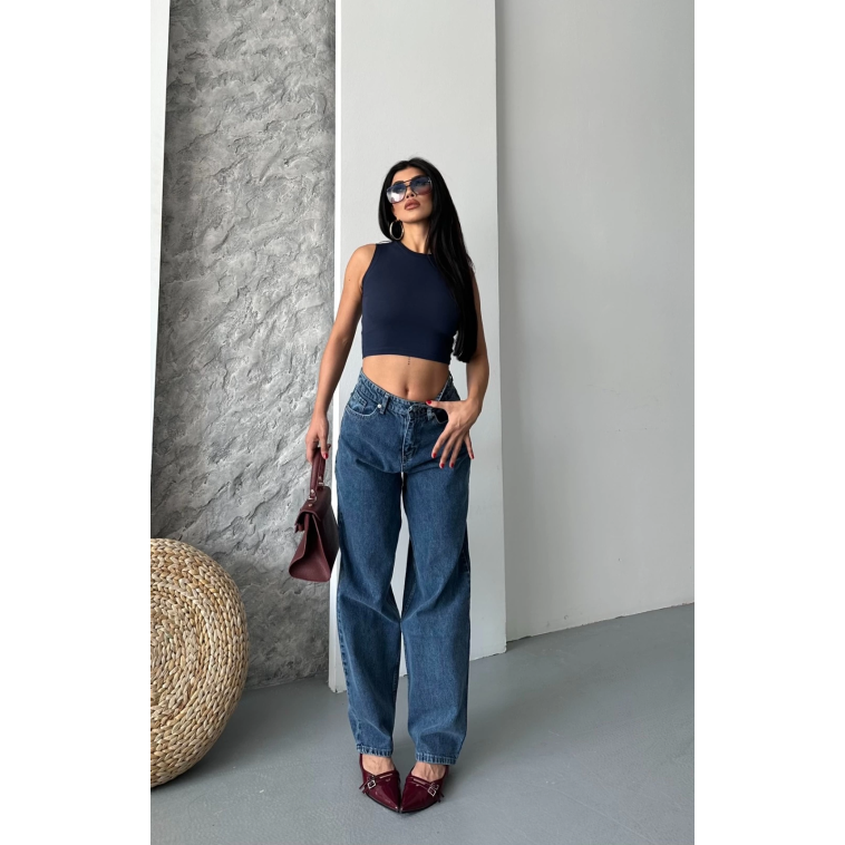 Baggy kar yıkama jeans pantolon koyu mavi d2007 Baggy kar yıkama jeans pantolon koyu mavi d2007