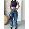 Baggy kar yıkama jeans pantolon koyu mavi d2007 Baggy kar yıkama jeans pantolon koyu mavi d2007