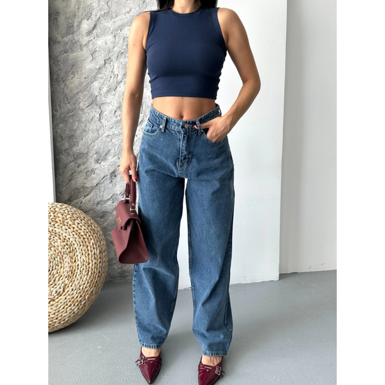 Baggy kar yıkama jeans pantolon koyu mavi d2007 Baggy kar yıkama jeans pantolon koyu mavi d2007