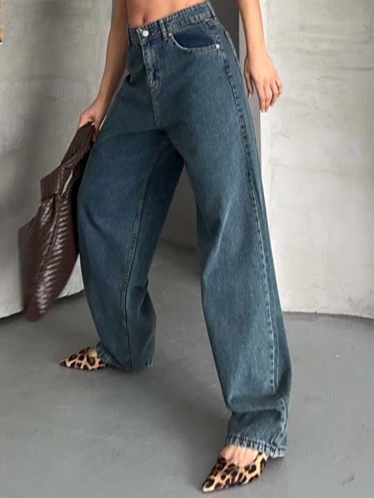 Baggy kar yıkama yeşil tint jeans pantolon d2007 Baggy kar yıkama yeşil tint jeans pantolon d2007