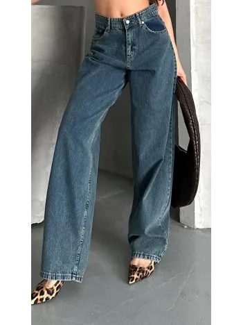 Baggy Kar Yıkama Yeşil Tint Jeans Pantolon D2007