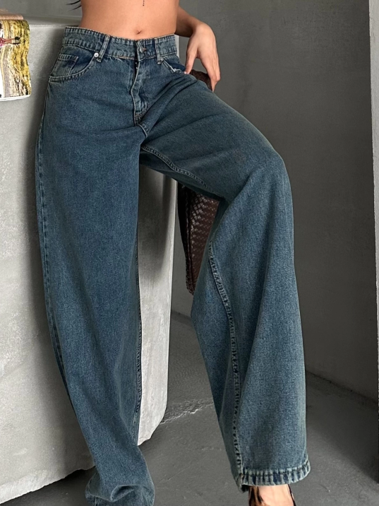 Baggy kar yıkama yeşil tint jeans pantolon d2007 Baggy kar yıkama yeşil tint jeans pantolon d2007