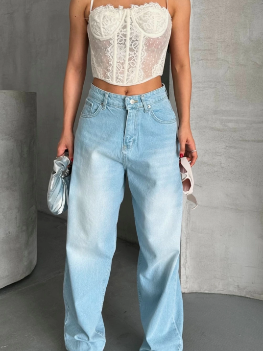 Baggy süper taş bıyık yıkama buz mavi d2007 Baggy süper taş bıyık yıkama buz mavi d2007