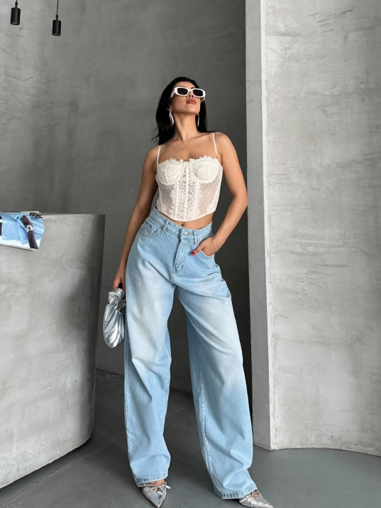 Baggy süper taş bıyık yıkama buz mavi d2007 Baggy süper taş bıyık yıkama buz mavi d2007