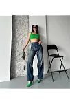 Baggy Süper Taş Bıyık Yıkama Kahve Tint Jeans Pantolon D2007