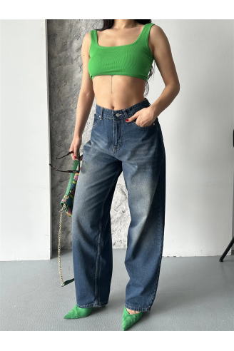 Baggy süper taş bıyık yıkama kahve tint jeans pantolon d2007