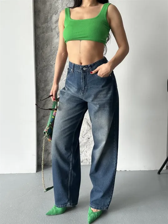 Baggy Süper Taş Bıyık Yıkama Kahve Tint Jeans Pantolon D2007 Baggy Süper Taş Bıyık Yıkama Kahve Tint Jeans Pantolon D2007