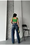 Baggy Süper Taş Bıyık Yıkama Kahve Tint Jeans Pantolon D2007
