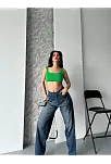 Baggy Süper Taş Bıyık Yıkama Kahve Tint Jeans Pantolon D2007