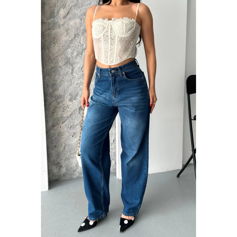 Baggy süper taş bıyık yıkama koyu mavi jeans pantolon d2007 Baggy süper taş bıyık yıkama koyu mavi jeans pantolon d2007