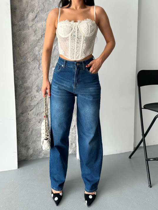 Baggy süper taş bıyık yıkama koyu mavi jeans pantolon d2007 Baggy süper taş bıyık yıkama koyu mavi jeans pantolon d2007