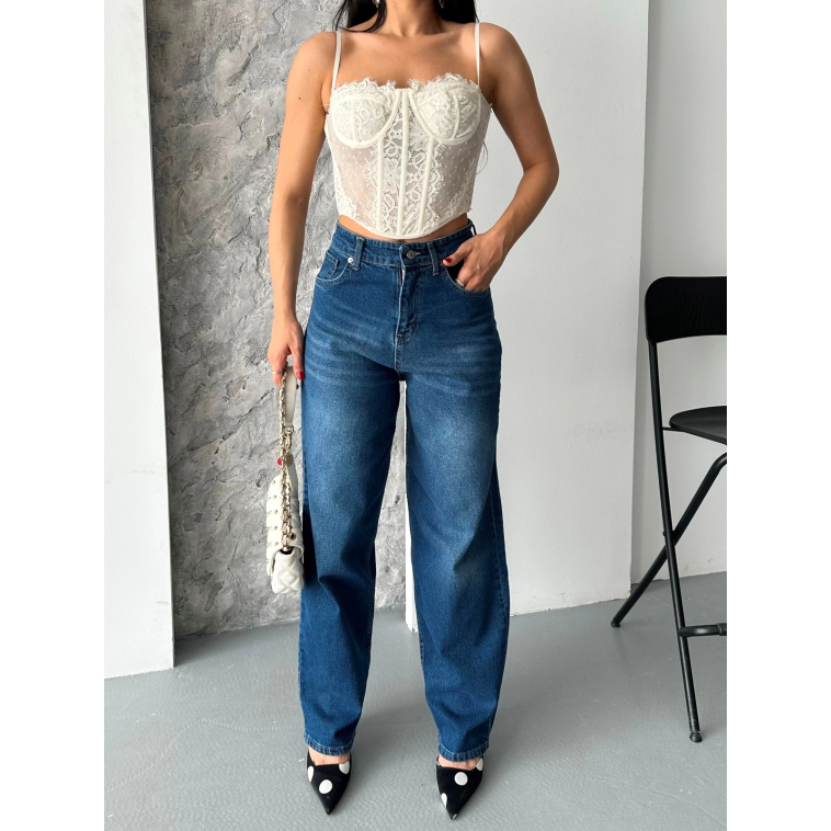 Baggy süper taş bıyık yıkama koyu mavi jeans pantolon d2007 Baggy süper taş bıyık yıkama koyu mavi jeans pantolon d2007