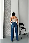 Baggy Süper Taş Bıyık Yıkama Koyu Mavi Jeans Pantolon D2007