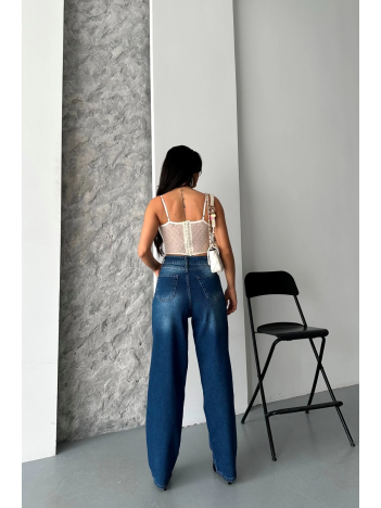 Baggy süper taş bıyık yıkama koyu mavi jeans pantolon d2007 Baggy süper taş bıyık yıkama koyu mavi jeans pantolon d2007