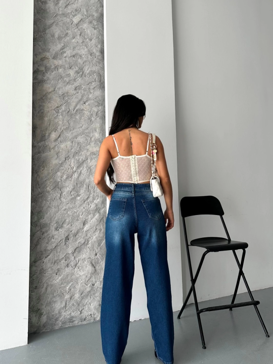 Baggy süper taş bıyık yıkama koyu mavi jeans pantolon d2007 Baggy süper taş bıyık yıkama koyu mavi jeans pantolon d2007