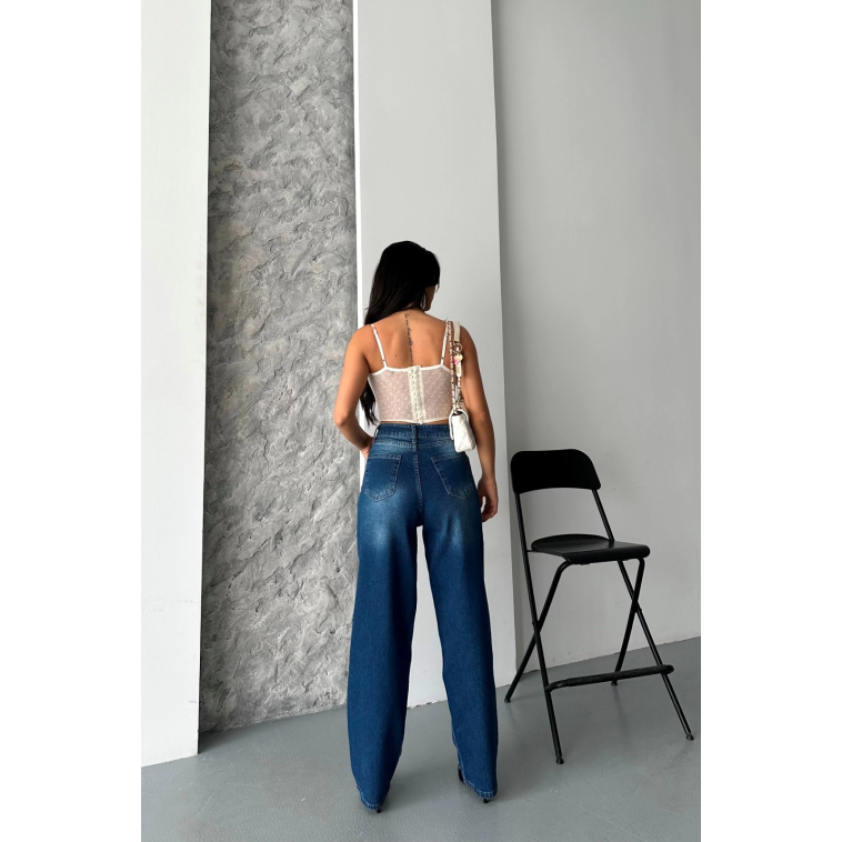 Baggy süper taş bıyık yıkama koyu mavi jeans pantolon d2007 Baggy süper taş bıyık yıkama koyu mavi jeans pantolon d2007