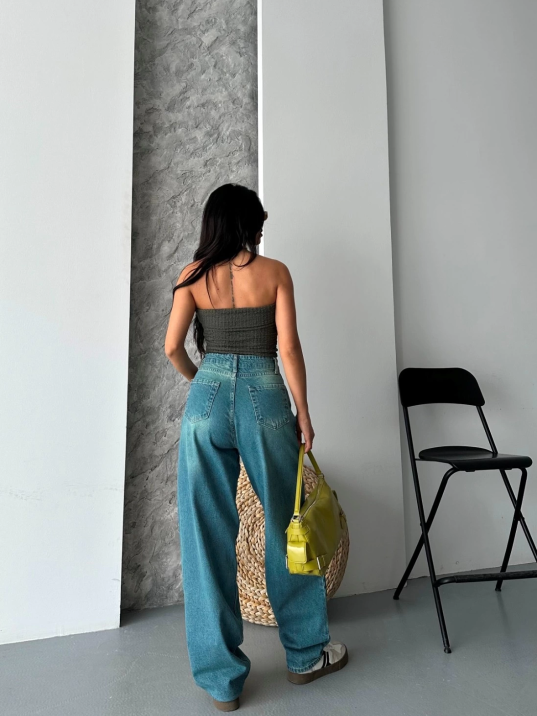 Baggy taş enzim bıyık yıkama jeans pantolon yeşil tint d2007 Baggy taş enzim bıyık yıkama jeans pantolon yeşil tint d2007