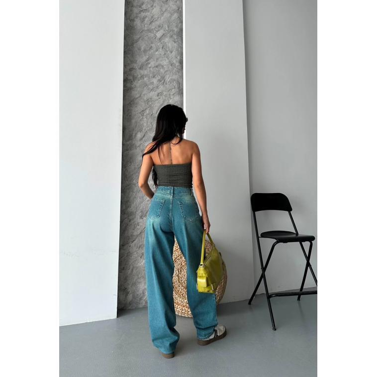 Baggy taş enzim bıyık yıkama jeans pantolon yeşil tint d2007 Baggy taş enzim bıyık yıkama jeans pantolon yeşil tint d2007